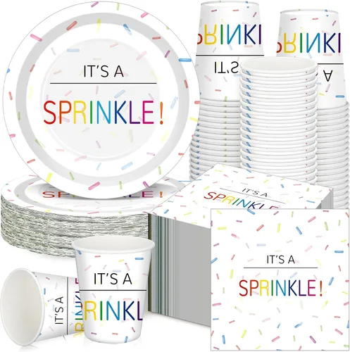 Miniatura 25 de Hushee 200 piezas de platos de papel, servilletas y vasos florales para baby shower, juego de vajilla para fiesta de baby shower, vasos y Rosa