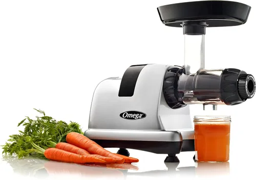 Omega Máquina exprimidora de prensado en frío, extractor de jugo de frutas y verduras y sistema de nutrición para leche de nuez para bebés y
