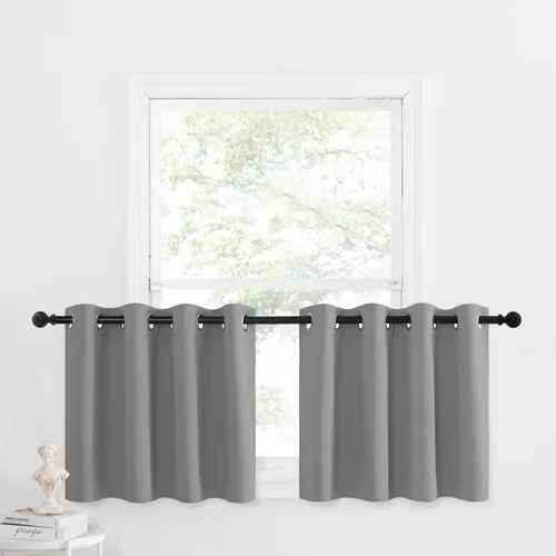 Miniatura 10 de NICETOWN Cortinas opacas de cocina para ventana sobre el fregadero, aislamiento térmico, decoración del hogar, pequeños niveles opacos con ojales