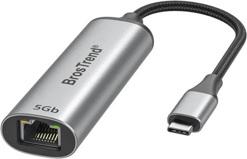 BrosTrend Adaptador USB C a Ethernet de 5 Gb, adaptador de red Ethernet de aluminio a tipo C Plug & Play para Windows MacOS, etc., compatible con