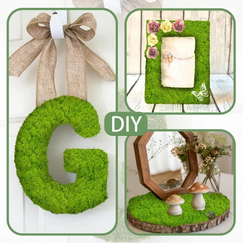 Miniatura 7 de Musgo falso para plantas en macetas de interior, 10.6 onzas, musgo artificial decorativo para manualidades, musgo sintético verde esmeralda
