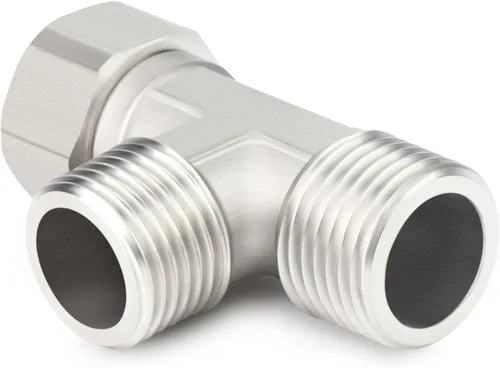 Miniatura 3 de TAISHER 2PCS Conectores en T Flexibles Móviles de 3 Vías Derecha de Acero Inoxidable 304, Macho de 1/2" para Rociador, Válvula Angular, Brazo