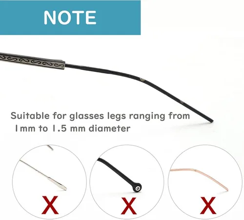 Miniatura 4 de 8 pares de puntas de punta de lentes para orejas, tubos antideslizantes, puntas de repuesto de silicona para patas de metal fino, 4 negro/4 blanco