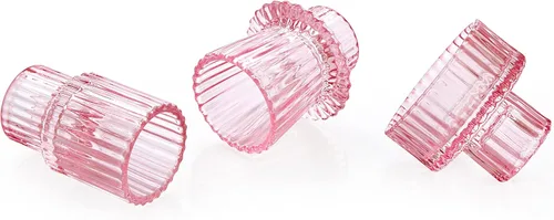 Miniatura 3 de Vixdonos Juego de 3 portavelas de cristal rosa para velas cónicas, velas de pilar y velas de candelita