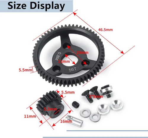 Miniatura 4 de MORLORDY Engranajes de espolón de acero RC 32P 56T engranaje de espolón con piñón 18T para engranajes de actualización de sello de acero inoxidable