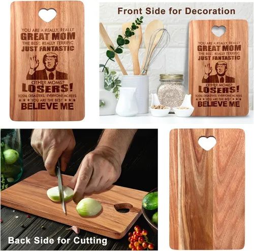 Miniatura 4 de Regalo para mamá de hija e hijo, decoración de madera de queso, tablas únicas de Navidad, Día de la Madre, regalos de cumpleaños, para mamá, tabla