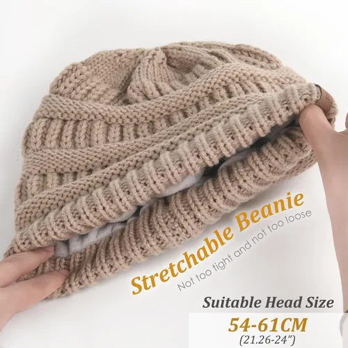Miniatura 53 de FURTALK Gorros de invierno para mujer, con forro polar, gorro de punto holgado y cálido, gorro de esquí