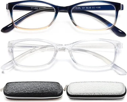 Miniatura 10 de EYEURL Paquete de 2 lentes de lectura con bloqueo de luz azul para mujeres y hombres, lentes de lectura para computadora + aumento de 1.0, anteojos