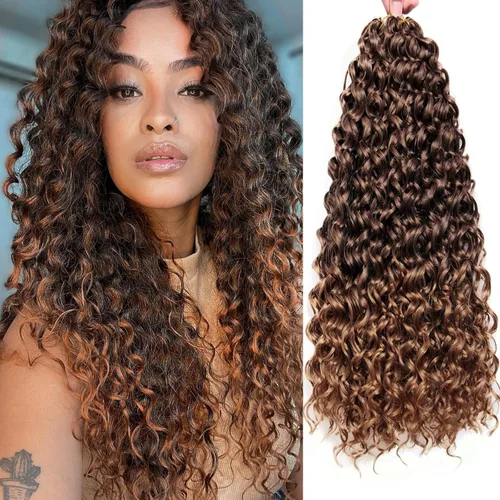 Miniatura 41 de QRHSUKA - Mechones rizados con ganchillo GoGo, cabello ondulado con ganchillo de agua para mujeres, sintético gris, trenzado bohemio, trenza de onda
