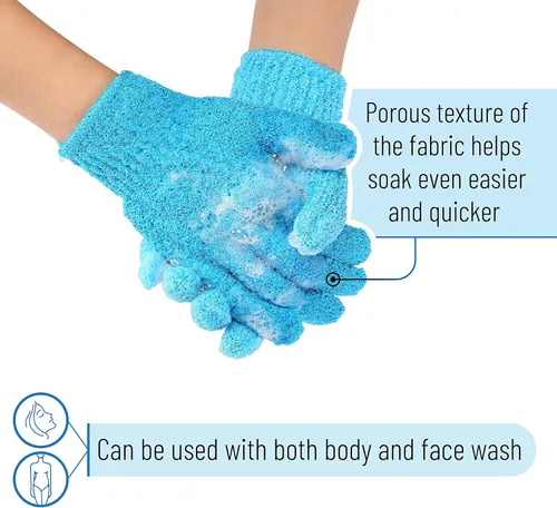 Miniatura 3 de Slick- Guantes exfoliantes, 4 piezas, exfoliante de piel para cuerpo, guantes de baño/exfoliante, accesorios de ducha para mujeres, guante exfoliante