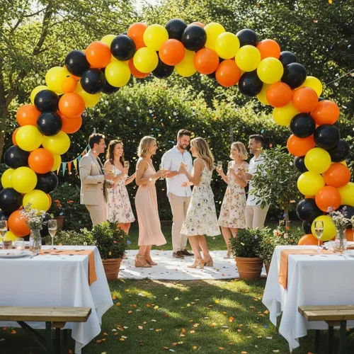 Miniatura 6 de TNWBA Paquete de 60 globos de látex de 12 pulgadas, color negro, amarillo, naranja, para cumpleaños, bodas, baby shower, decoración de fiesta