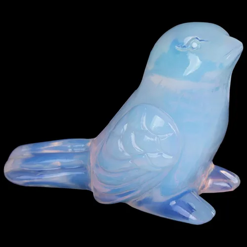Miniatura 10 de Figura de pájaro de cristal de obsidiana negra tallada a mano, escultura de animal pulida de 2.4 pulgadas, piedra curativa, decoración de escritorio