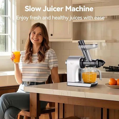Miniatura 6 de Exprimidores de exprimidores de presión en frío con canal de alimentación grande de 3.60 pulgadas para verduras y frutas, fácil de limpiar, motor