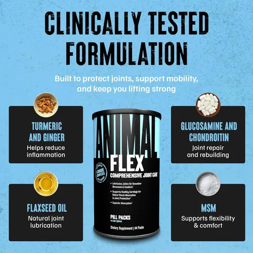 Miniatura 5 de Animal Flex - Suplemento articular de glucosamina y condroitina para mujeres y hombres con dolor con cúrcuma, MSM, boswellia para el cartílago