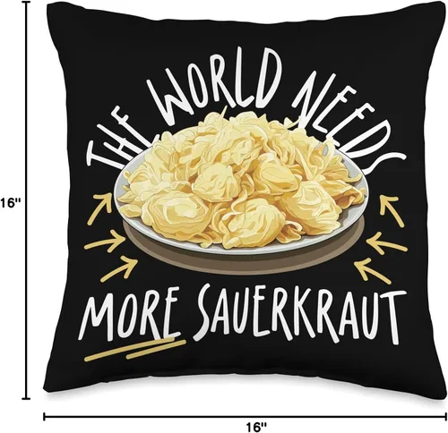 Miniatura 4 de The World Needs More Sauerkraut Almohada de chucrut, 16 x 16, multicolor