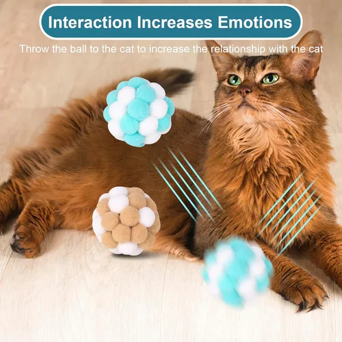Miniatura 6 de Pelotas de juguete para gatos, 6 piezas con campanas de 2.0 in, bolas interactivas para gatos, juguete interactivo para gatos, gatitos, interiores