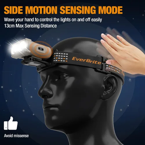 Miniatura 3 de EverBrite Luces de sombrero recargable con clip con sensor de movimiento, 3 modelos LED de 180° lámpara de cabeza ajustable para llevar y clip