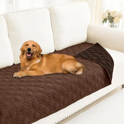 Miniatura 143 de Smiry Funda impermeable para cama de mascota, suave y lavable, para muebles, cama, sofá, reversible, a cuadros (30 x 53 pulgadas, color beige/beige)