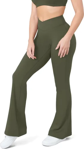 Miniatura 43 de HEGALY Pantalones de yoga acampanados para mujer, leggings cruzados, suaves, de cintura alta, pantalones casuales de entrenamiento con corte de bota