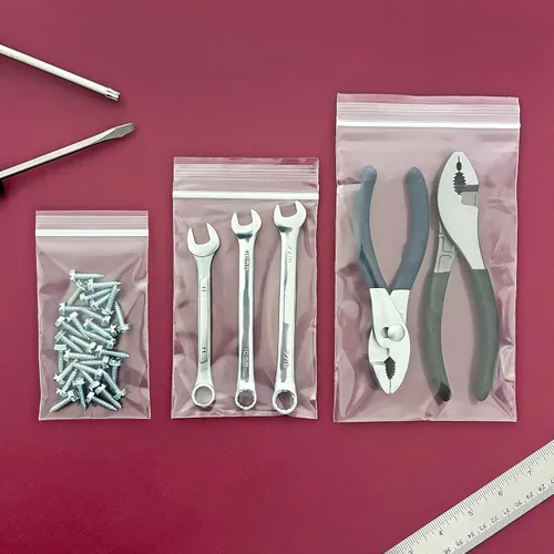 Miniatura 3 de Plymor 3" x 5" (100), 4" x 6" (100), 5" x 8" (100), Paquete Variado de 4 Mil de Grosor, Bolsas de Plástico Resistentes con Cierre de Cremallera