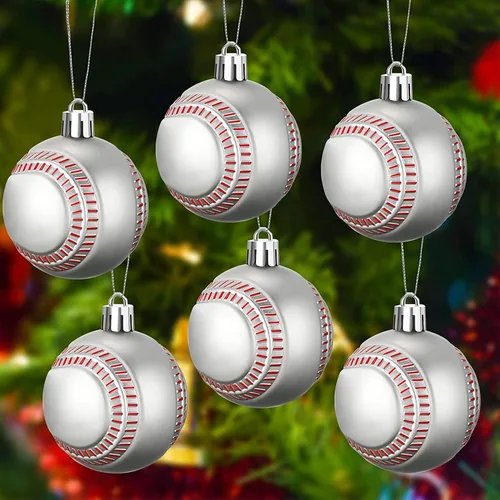 Miniatura 3 de Ochine 6 bolas de Navidad de fútbol de Navidad, temática de pelota de Navidad, fútbol de Navidad, esferas decorativas para colgar en el árbol