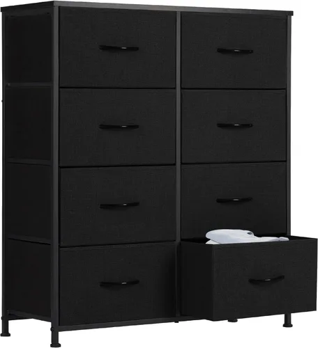 Miniatura 11 de Sweetcrispy Cómoda para dormitorio, cómoda de tela con 8 cajones, cómoda para armario, sala de estar, marco de acero resistente, parte superior