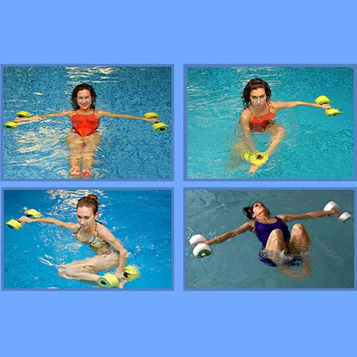 Miniatura 3 de Juego de 2 mancuernas aeróbicas de agua para piscina, para ejercicio, mancuernas de espuma EVA de alta densidad, para terapia acuática, fitness