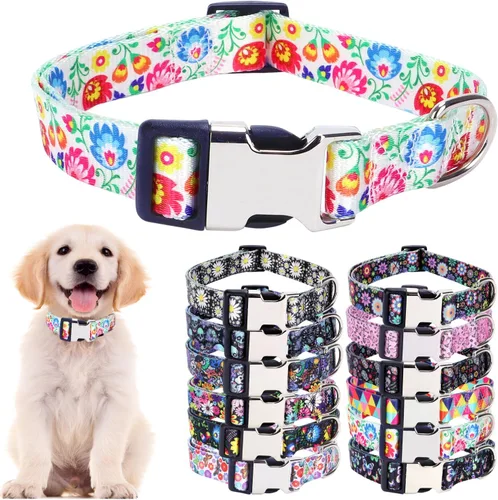 Miniatura 33 de Lindo collar para perros XS, pequeños, medianos y grandes, collar de nailon suave para mascotas, con estampado 3D multicolor, collares ajustables 5