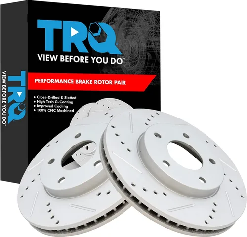 Miniatura 135 de TRQ Juego de rotores de freno de rendimiento trasero con revestimiento G premium compatible con Mazda 6 2014-2021