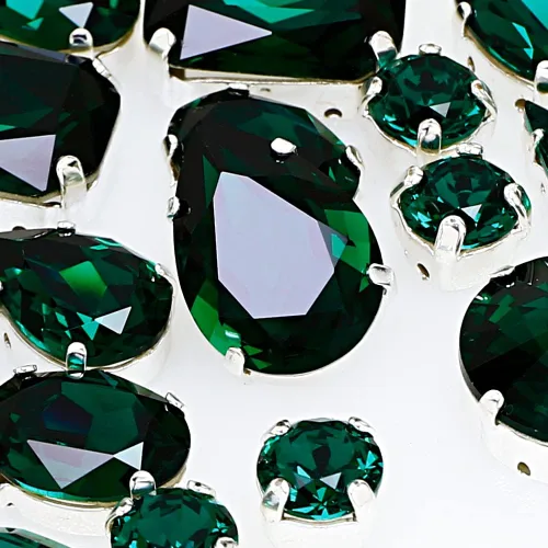 Miniatura 21 de DONGZHOU Diamantes de imitación para coser con ajuste de garra, Piedra Fantasía con agujero hueco, gemas plateadas con parte trasera plana