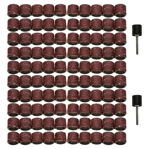 Miniatura 5 de TMAX 100 piezas 1/2 pulgada tambor de arena grano 60 grueso con 2 PC 1/8 pulgadas mandril para herramientas rotativas Dremel