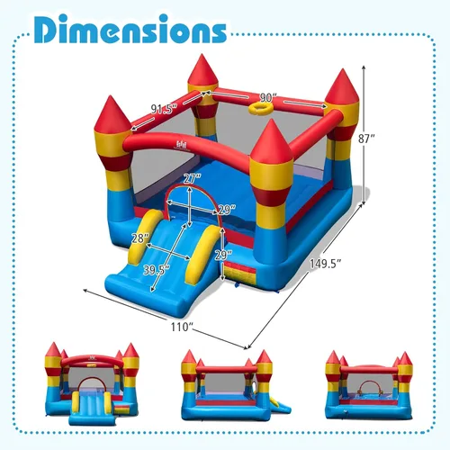 Miniatura 2 de BOUNTECH Casa inflable de rebote de 12 x 9 pies, gran castillo animoso para diversión de fiesta infantil, gran área de salto, tobogán, fácil