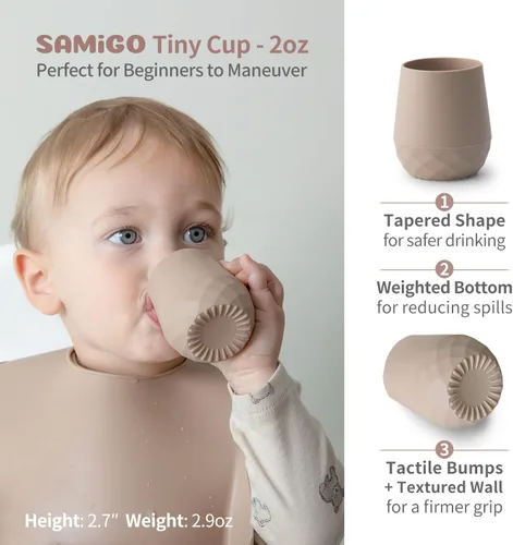 Miniatura 2 de SAMiGO Tazas de silicona para bebés de 6 a 12 meses, pequeñas tazas abiertas para entrenamiento y beber agua, suministros para el destete guiado por