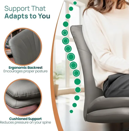 Miniatura 4 de NYPOT Silla de escritorio sin brazos con ruedas para sentarse entrecruzada, silla sin brazos anchos con patas cruzadas, taburete giratorio ajustable