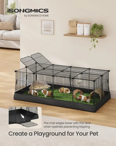 Miniatura 2 de SONGMICS ULPI012BH01 - Jaula para conejillos de indias, jaula para conejos, corralito de animales pequeños con alfombrilla impermeable, puerta