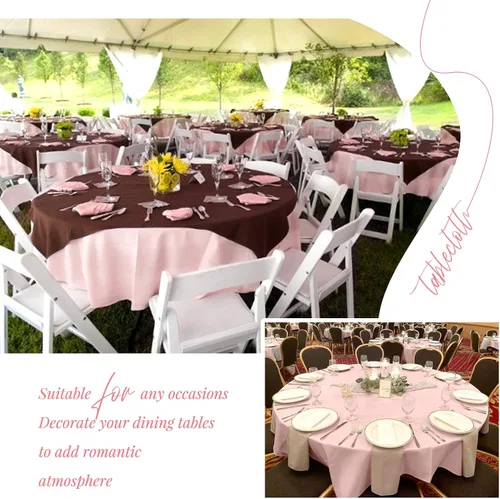 Miniatura 322 de Showgeous Paquete de 4 manteles redondos color rosa intenso de 120 pulgadas de poliéster para mesas redondas, manteles de tela decorativa lavable