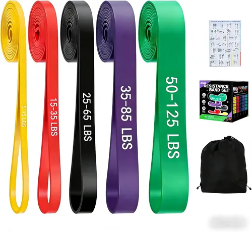 Bandas de asistencia para dominadas, bandas de resistencia de 5 niveles para entrenamiento, bandas de ejercicio de resistencia para hombres y