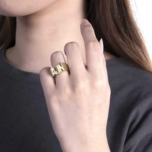 Miniatura 5 de AILIN Anillos personalizados con nombre de plata de ley 925 personalizados 1 2 3 iniciales anillos personalizados con dos nombres para mujeres