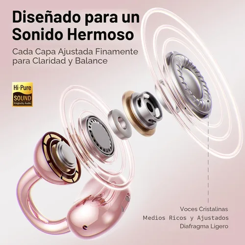 Miniatura 5 de Kinglucky Aretes con diseño de joyería, auriculares de botón con forma de diamante, cómodos y con 40 horas de reproducción, auriculares inalámbricos