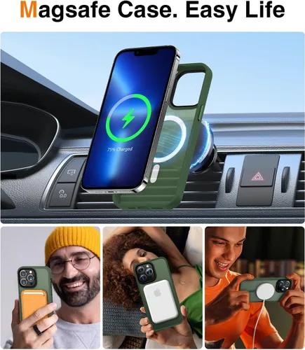 Miniatura 3 de Meifigno Magic Mag Series - Funda para iPhone 13 Pro, protección de grado militar y compatible con MagSafe, parte trasera mate translúcida