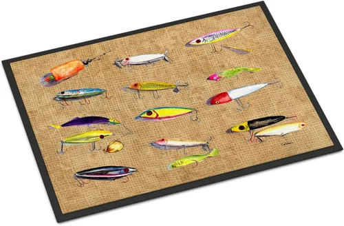 Caroline's Treasures 8796JMAT - Felpudo de señuelos de pesca de 24 x 36 pulgadas, para interiores y exteriores, para entrada, antideslizante,