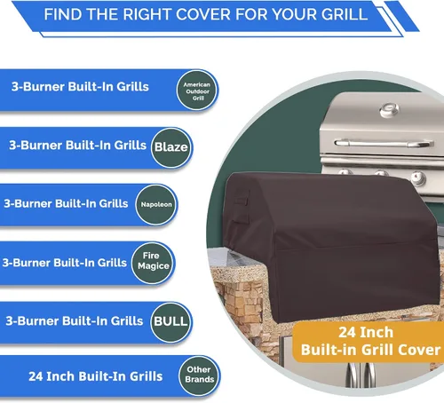 Miniatura 3 de Covers & All Cubierta de parrilla integrada para parrilla al aire libre – Resistente 12 oz impermeable cubierta de parrilla de barbacoa incorporada