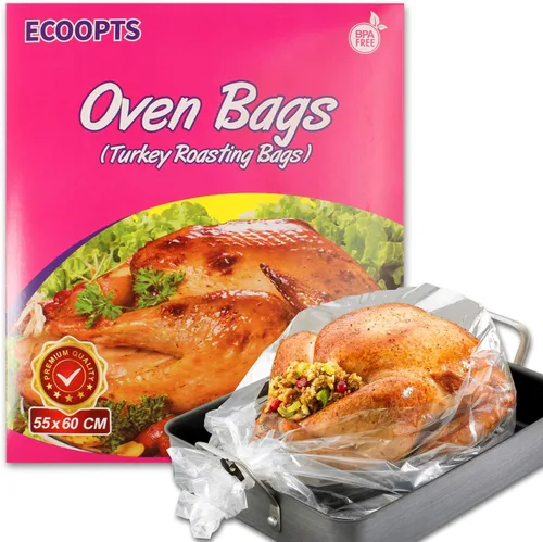 ECOOPTS Bolsas para horno de pavo, bolsas de horno de gran tamaño para cocinar al horno, pollo, carne, jamón, mariscos, verduras, 10 bolsas (21.6 x