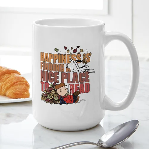 Miniatura 3 de CafePress Peanuts Fall Reading - Taza grande de cerámica (15.0 fl oz)