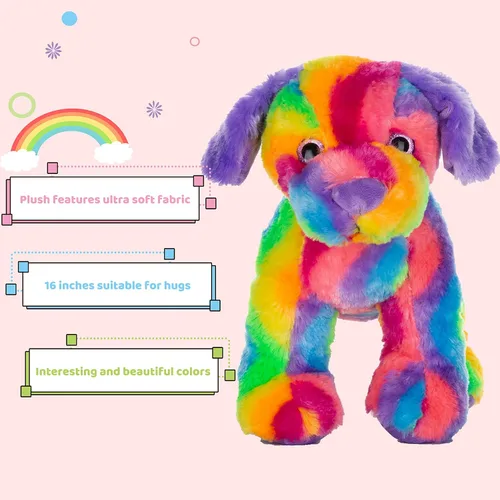 Miniatura 3 de MUOVE Animales de peluche para perros, juguete de peluche de cachorro arcoíris, lindo juguete de peluche colorido para niños, juguete de peluche