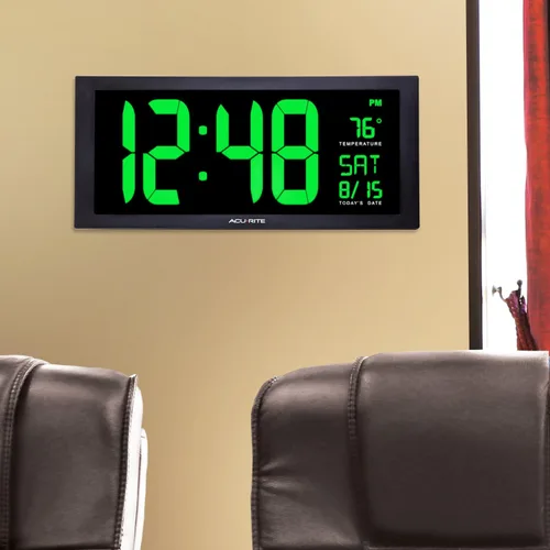 Miniatura 5 de AcuRite Reloj LED de gran tamaño, 18 pulgadas / verde