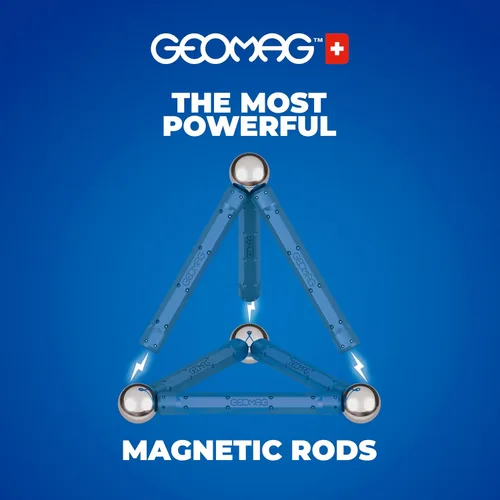 Miniatura 3 de Geomag Masterbox - Juguetes magnéticos para niños a partir de 8 años, 248 imanes educativos azules para niños, bloques magnéticos, azulejos
