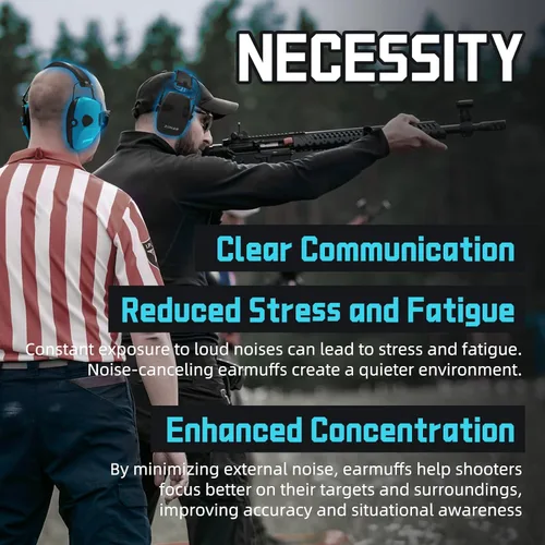 Miniatura 4 de ZOHAN EM054 Electronic Ear Protection for Shooting Range with Sound Amplification Noise Reduction, Ear Muffs for Gun Range D4-2pack-negro y azul