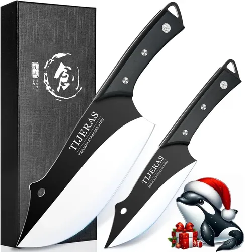 Miniatura 9 de TIJERAS Juego de cuchillos de carnicero, juego de 3 cuchillos de chef forjados a mano, cuchillo de chef serbio y cuchillo de carnicero y cuchillo