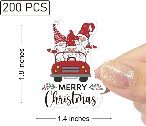 Miniatura 2 de Wailozco 200 calcomanías de gnomo de Feliz Navidad para sobres de pequeñas empresas, paquetes, productos hechos a mano, bolsas, bonitos sellos